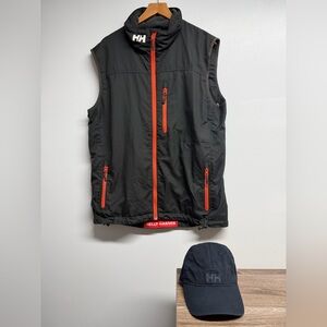 Helly Hansen Crew Vest 2.0 Mens Size Large Black Mesh Lined, Comes With HH Hat.